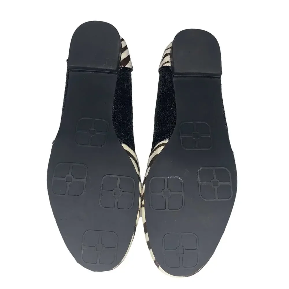 IMAN calf hair zebra print size 6.5M flats brown and beige glittery side… - Picture 9 of 14